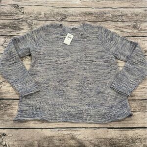 NWT J. Jill Marled Light Blue “Rain Multi” Crewneck Sweater Cotton Blend Size M